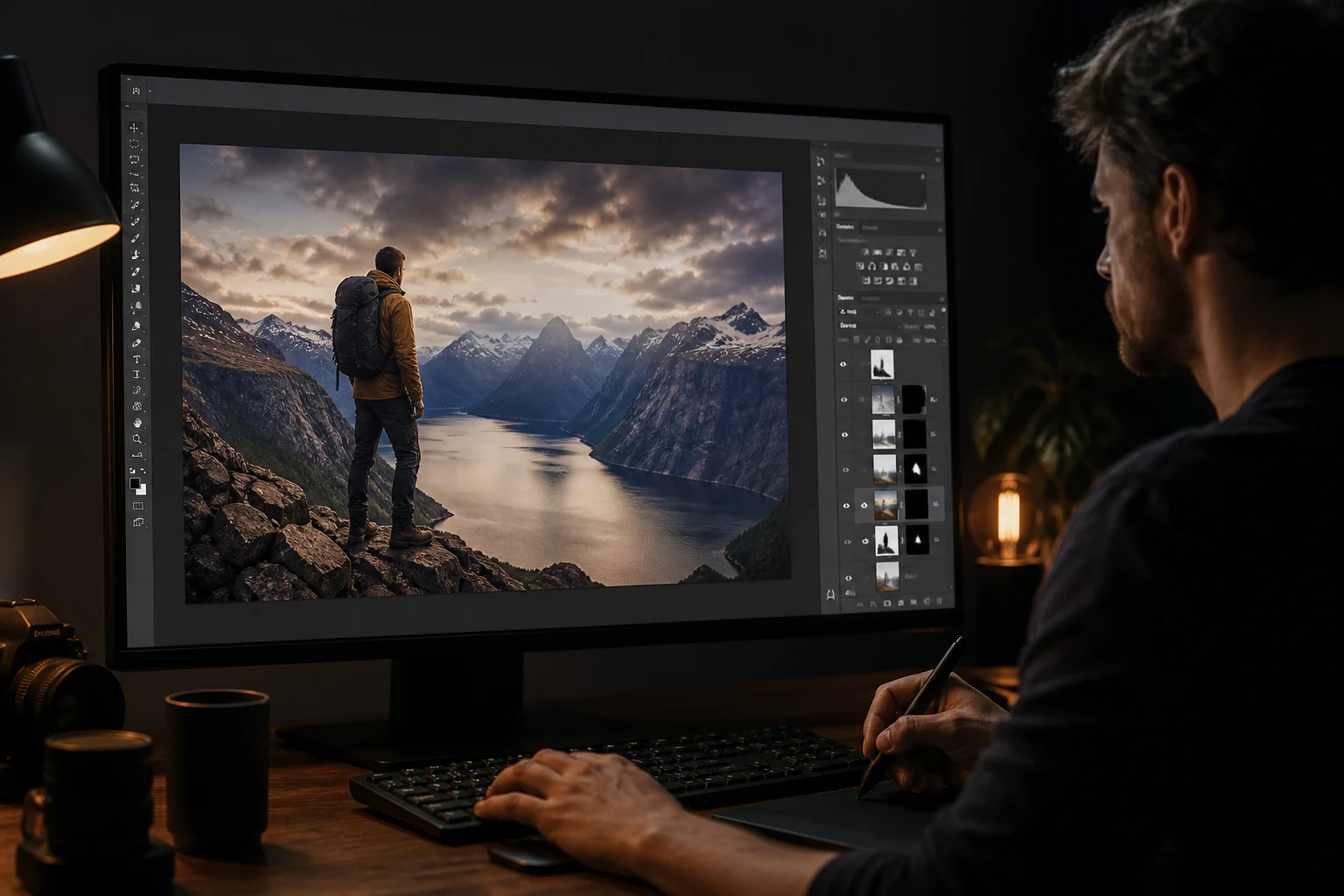 Профессиональный фотомонтаж онлайн — мастер работает с изображением в Photoshop