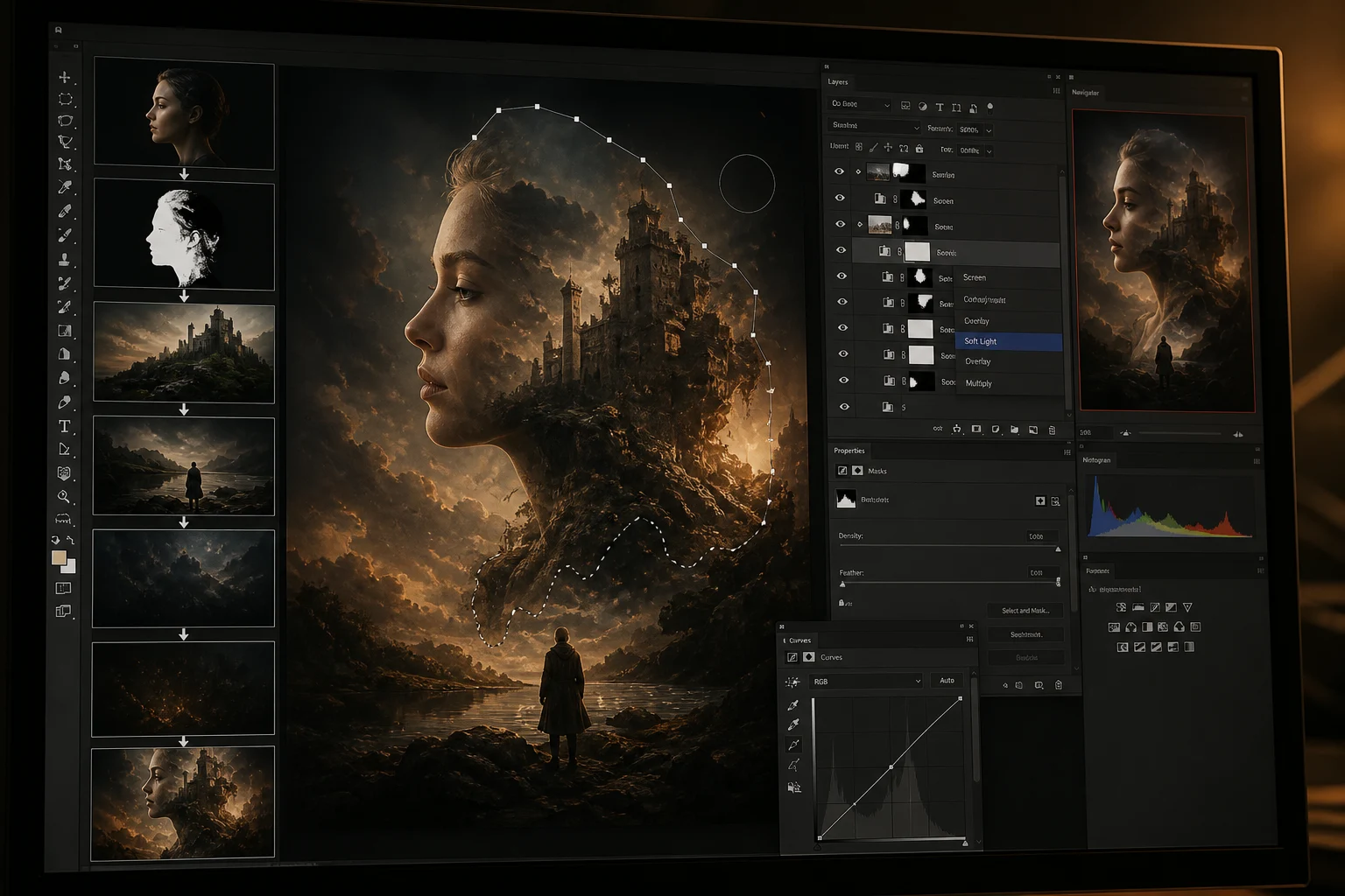 Процесс создания фотомонтажа в Photoshop — слои, маски и инструменты выделения