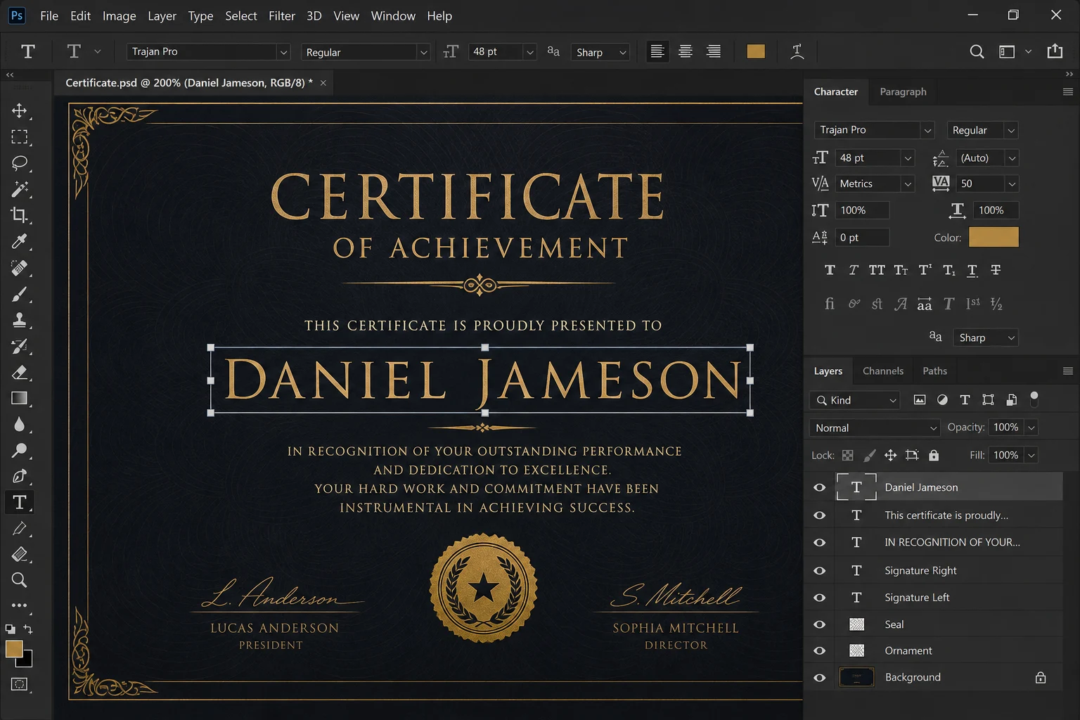 Редактирование документа в Photoshop — слои с текстом