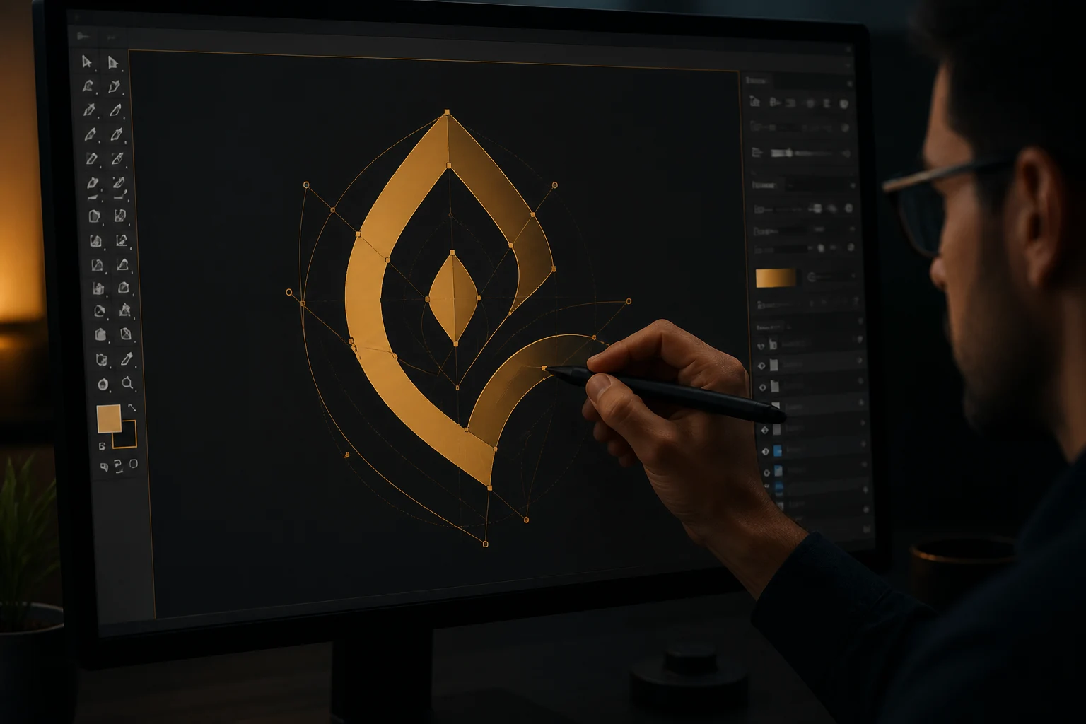 Создание векторной графики в Adobe Illustrator — отрисовка логотипа кривыми Безье