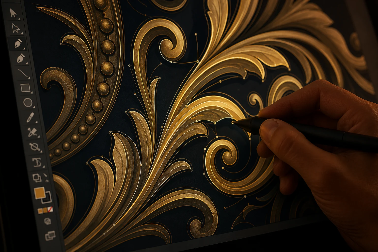 Ручная отрисовка векторного орнамента — работа пером в Adobe Illustrator